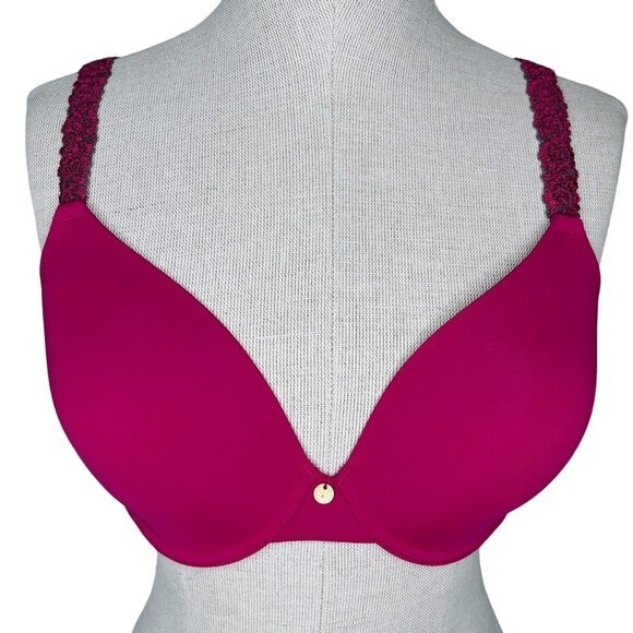 Natori Rose Dream Custom Coverage Underwire Bra sz 34D * Pink & Gray T Shirt Bra - Picture 1 of 7